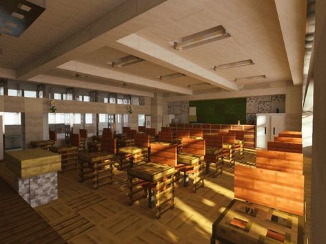 Mincraft Idea School, Minecraft Barracks Interior, School In Minecraft Ideas, Minecraft Gas Station Interior, Minecraft Clothes Store, Clothing Store Minecraft, Minecraft Orphanage, Minecraft Modern Storage Room, Minecraft College Campus