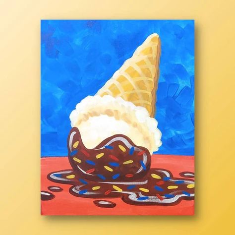 Acrylic Painting Ideas For Kids, Acrylic Painting For Kids, Robot Painting, Ice Cream Painting, Painting Ideas For Kids, Unicorn Painting, Acrylic Painting Ideas, Rainbow Painting, Simple Canvas Paintings