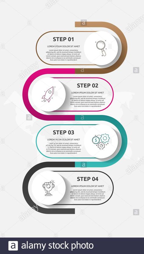 Vector template circle infographics. Business concept with 4 options and parts. Four steps for content, flowchart, timeline, levels. Path step by step Stock Vector Timeline Chart Design, Infographic Circle Design, Infographic Steps Design, 4 Step Infographic, Step By Step Infographic Design, 6 Steps Infographic, Steps Graphic Design, Step Infographic Design, Timeline Design Ideas