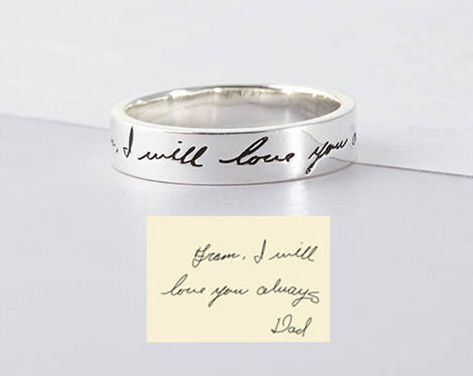 Custom Handwriting Gifts, Handwritten Ring, Engraved Rings Personalized, Handwriting Bracelet, Handwriting Gifts, Fingerprint Necklace, Remembrance Jewelry, Signature Rings, Handwriting Jewelry