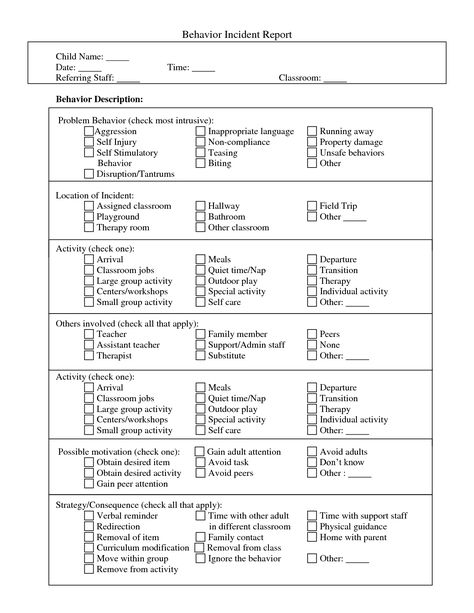 incident report form child care | Behavior Incident Report - DOC Behavior Sheet, Preschool Behavior, Daycare Business Plan, Behavior Contract, Behavior Report, Preschool Director, Daycare Organization, Daycare Business, Incident Report Form