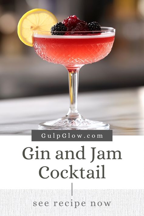 Gin and Jam Cocktail Recipe: Sweet Meets Botanical Jam Gin Cocktail, Unique Garnishes For Cocktails, Gin And Jam Cocktail, Sweet Gin Cocktails, Gin Batch Cocktails, Gin And Juice Recipe, Gin And Jam, Gin And Tonic Recipe, Pomegranate Gin