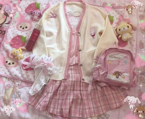 Kawaiicore Outfits, Kawaiicore Fashion, Cute Kawaii Outfits, Kawaii Outfit Ideas, Embroidered Bunny, Bunny Embroidery, Kawaii Things, Bunny Design, Dream Aesthetic