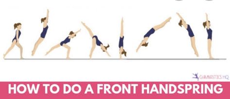 How to do a front handspring step by step Back Hand Spring Drills, Gymnastics Flips, Front Handspring, How To Do Gymnastics, Cheerleading Tips, Gymnastics Ideas, Gymnastics At Home, Gymnastics Conditioning, Cheerleading Workouts