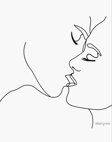 People Kissing Drawing, Couples Kissing Drawing, Kissing Drawing, Kiss Sticker, Profile Drawing, Kissy Face, Kiss Art, Person Drawing, Couple Kissing