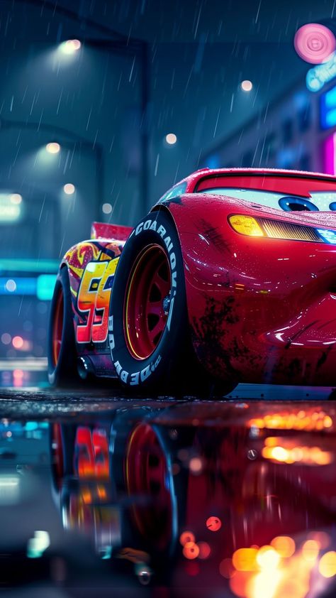 free wallpapers 4K lightning mcqueen, cars, cartoon, sports car, car, puddle, reflection, rain, night, art for mobile and desktop Cars Pixar Wallpaper, Cars Movie Wallpaper, Cars Desktop Wallpaper, Car Wallpaper 4k Desktop, Flash Background, برق بنزين, Puddle Reflection, Uicideboy Wallpaper, Rain Night