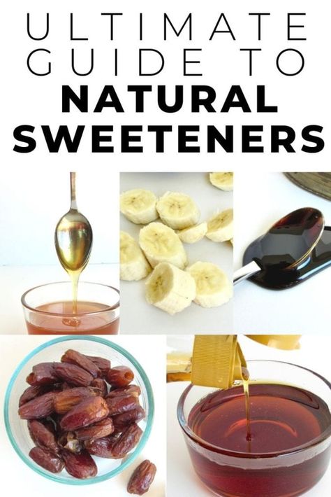 There are better for you options than refined white sugar, and today I’m sharing how to stock your real food pantry with the ultimate guide to unrefined natural sweeteners! I’ll detail out why I love these options, how they work in baking, along with recipes to go with them to get you started. Baking With Natural Sweeteners, How To Make Date Sugar, No Refined Sugar Desserts, Organic Baking Recipes, Date Sugar Recipes, Food Replacements, Honey Oatmeal Cookies, Quit Sugar Recipes, Organic Sweets