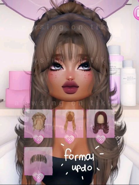 Twee Aesthetic Icon, Di Karen Theme, Hair Combination Dress To Impress, Hairstyles Dress To Impress, Sims Pfp, Pfp Ideas Y2k, Hair Dress To Impress, Dti Hair Combos Free, Hair Combos Dti