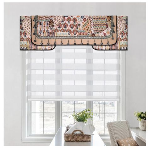 Traceable Designer Multi-Style No-Sew Cornice Kit - Custom Valance Sewing Alternative & Reviews | Wayfair Window Toppers Ideas Valances, No Sew Valance, Modern Valances, Window Toppers, Custom Valances, Diy Window Treatments, Diy Window, Custom Window Treatments, Valances