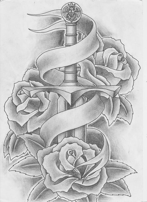 Rose Drawing Tattoo, Band Tattoos, Three Roses, Kunst Tattoos, Ribbon Tattoos, Simple Tattoo Designs, Roses Drawing, Tattoo Art Drawings, Realism Tattoo