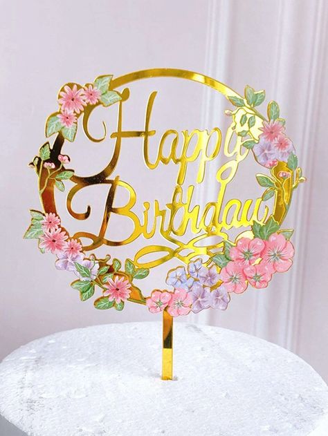 Flowers Happy Birthday, Wedding Party Centerpieces, Rose Gold Cake, Flower Cake Toppers, Happy Birthday Design, Happy Birthday Art, Happy Birthday Girls, Baby Shower Desserts, Design Cake