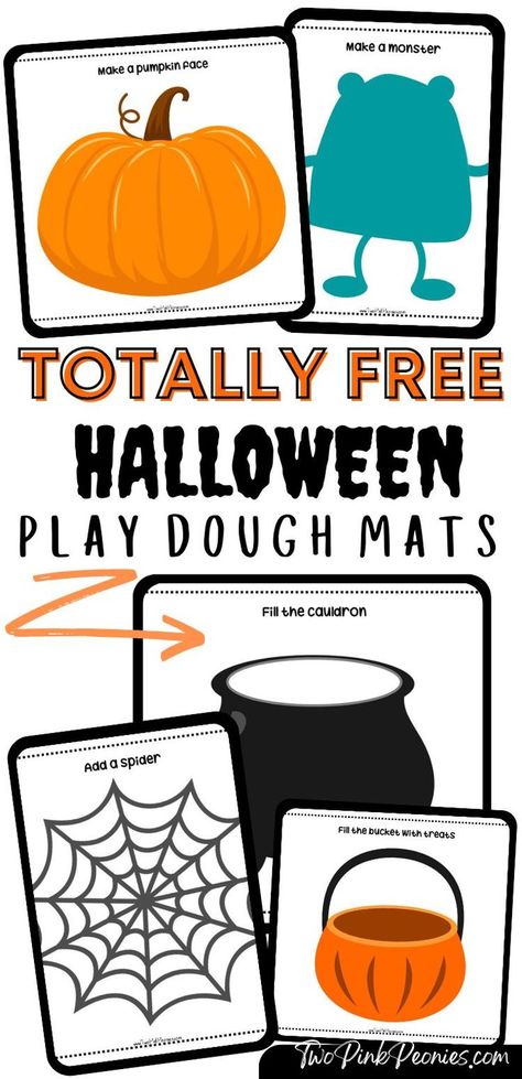 text totally free Halloween play dough mats with mock ups of the play dough mats Halloween Playdoh, Pumpkin Pie Playdough, Halloween Play Dough, Pumpkin Lesson Plans, Easy Halloween Games, Pumpkin Lessons, Halloween Lesson Plans, Halloween Centers, Halloween Mats