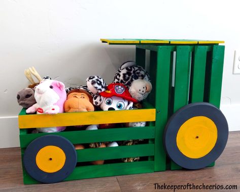 Tractor Toy Box, Upcycle Kids, Yellow Crafts, Woodworking For Kids, Wood Crates, Toy Box, Diy Box, Wooden Crate, Clever Diy