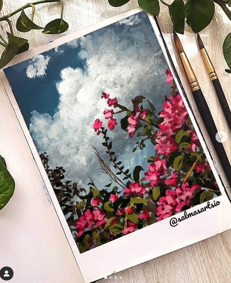 #art #flowers #flowerart Realistic Scenery Painting, Guash Artwork, Charcoal Art Ideas, Mood Board Art, Depth Art, Detail Painting, Painting On Canvas For Beginners, Canvas For Beginners, Gouache Art