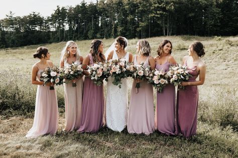 Wedding floral boho desert colors mauve vintage rose dusty rose bridesmaids Dusty Rose Mismatched Bridesmaids, Mauve And Blush Bridesmaid Dresses, Dusty Rose And Desert Rose Wedding, Dusty Rose And Mauve Bridesmaid Dresses, Dusty Rose Bridesmaid Dresses Satin, Mauve Mismatched Bridesmaids, Mauve Bridesmaid Dress Mismatched, Mauve And Champagne Wedding Colors, Dusty Sunset Wedding