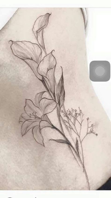 Mystical Flower Tattoo, Calalilly Tattoo Calla Lily, Calalilly Tattoos, Finn Tattoo, Lily Tattoo Sleeve, Calla Lily Tattoo, Lilly Flower Tattoo, Floral Watercolor Tattoo, Flor Tattoo