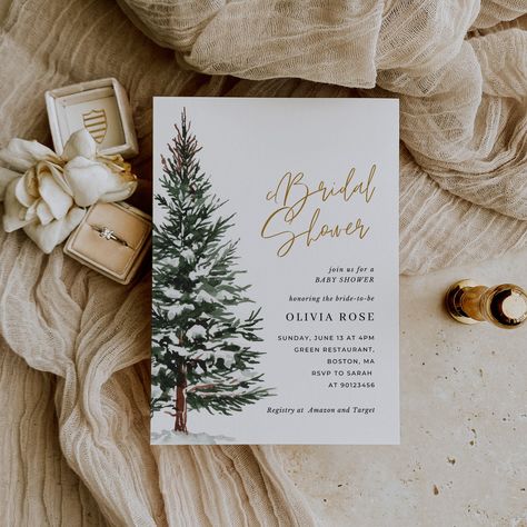 Winter Wonderland Bridal Shower Invites, Cozy Winter Bridal Shower Ideas, Bridal Shower Woodsy Theme, Winter Bridal Shower Ideas Decorations, December Bridal Shower Themes, Holiday Bridal Shower Ideas, Winter Theme Bridal Shower Ideas, Christmas Theme Bridal Shower Ideas, Christmas Themed Bridal Shower Ideas