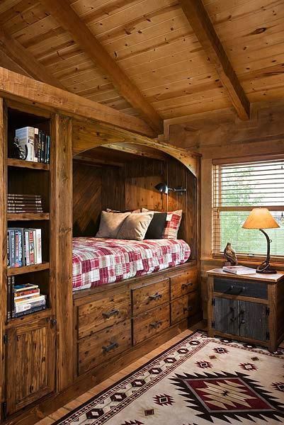 Gömda Rum, Bed Box, Cabin Interior Design, Log Cabin Interior, Library Office, Cabin Bedroom, Log Home Decorating, Log Cabin Decor, Notion Templates