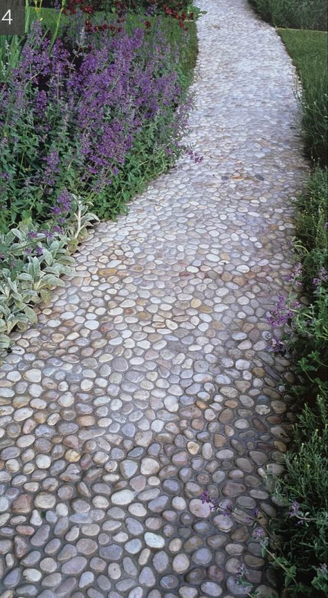 Mosaic Sidewalk, Pebble Path, Rock Path, Walkway Ideas, Front Walkway, Pebble Mosaic, Garden Images, Beach Rocks, Community Gardening