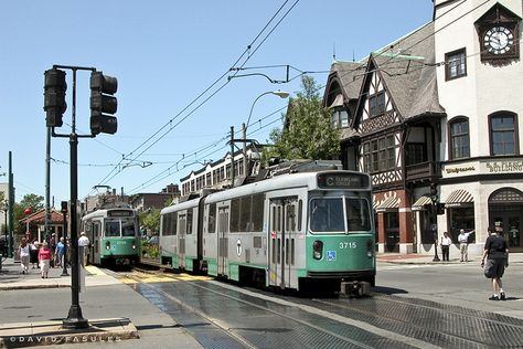 MBTA Green Line, Brookline, MA.....went right by my apt. on Beacon St....SO convenient! Mbta Boston, Brookline Massachusetts, Northeastern University, Boston Apartment, Chestnut Hill, Time Series, Light Rail, Grad School, Boston Massachusetts