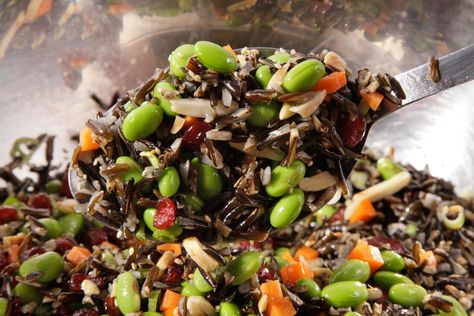 Edamame Wild Rice Salad Rice And Edamame, Edamame Recipes Salad, Wild Rice Salad Recipe, Lunchbox Kids, Wild Rice Recipes, Rice Salad Recipes, Edamame Salad, Wild Rice Salad, Cooking Wild Rice