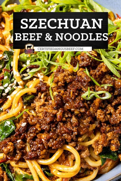 Asian Hot Sauce, Chinese Night, Szechuan Beef, Szechuan Recipes, Beef Noodles, Asian Noodle Recipes, Asian Beef, Easy Potato Recipes, Mince Recipes