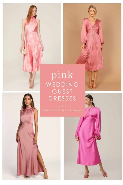 Discover the best pink dresses to wear to a wedding. We've picked an array of the prettiest blush, coral, and mauve dresses. Whether you're attending a formal affair or a semi-formal event, this collection of midi and maxi dresses will make you one of the best-dressed guests #pinkdress #weddingguest #dresses #springwedding #mididress Pink Dress Bridal Shower Outfit, Elegant Nails For Wedding, Pink Dresses For Wedding, Nails For Wedding Guest, Pink Semi Formal, Coral Dress Outfit, Pretty Pink Dresses, Semi Formal Outfits For Women, Pink Wedding Guest Dresses