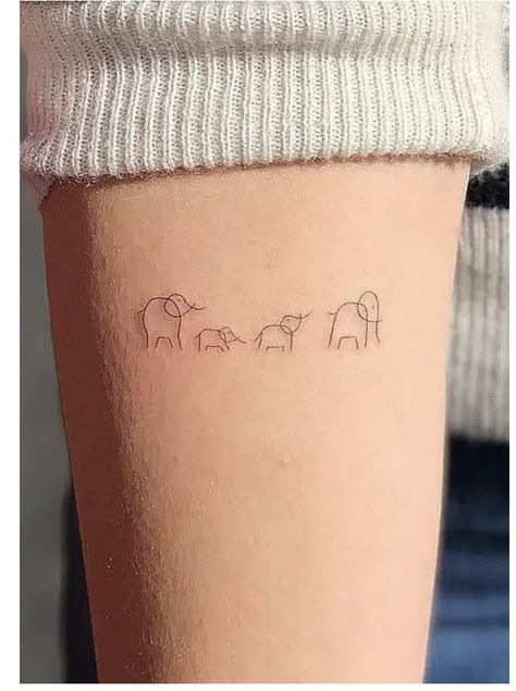 Two Sons Tattoo For Mom, Tattoo Ideas Placement, Elephants Tattoo, Tiny Elephant Tattoo, Cream Tattoo, Petite Tattoos, Inspiration Tattoos, Elephant Tattoo, Elephant Tattoos