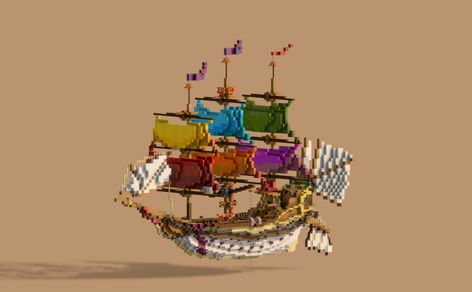 Here's one of my Minecraft builds, a flying pirate ship! Minecraft Flying Ship, Flying Pirate Ship, Planet Minecraft, Flying Ship, Map Minecraft, Abandoned City, Athens Acropolis, Minecraft Build Ideas, Minecraft Architecture