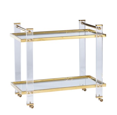 Lillian August for Hickory White - The Art of interiors | lillianaugust.hickorywhite.com Acrylic Bar Cart, Bar Cart Design, Lucite Furniture, Sherrill Furniture, Lillian August, Acrylic Frame, Drapery Hardware, Low Shelves, Bar Carts