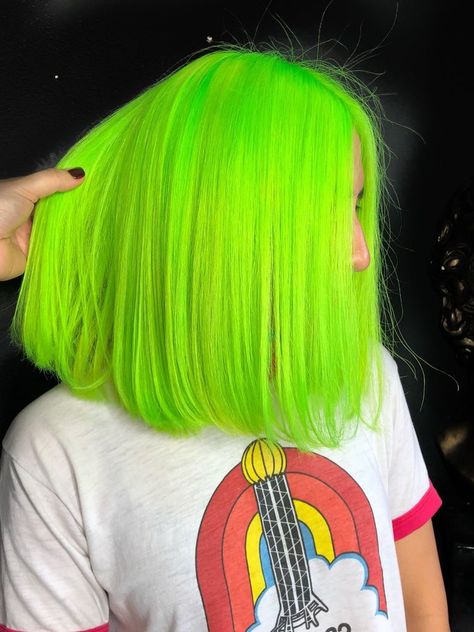 Neon Green Hair Color Bright Green Hair, Neon Hair Color, Neon Green Hair, Neon Hair, Green Wig, Hair Done, Dye My Hair, Hair Dye Colors, Cool Hair