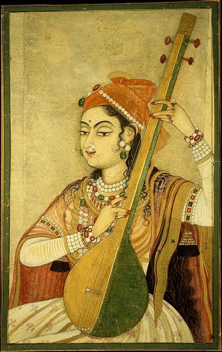 18th century Kishangarh painting --- A Lady playing the 'Tanpura' (a type of musical instrument). Hindustani Classical Music, Indian Miniature Paintings, Mughal Miniature, Female Wall Art, Indian Miniature, Indian Classical Music, Mughal Paintings, Mughal Empire, Mughal Art