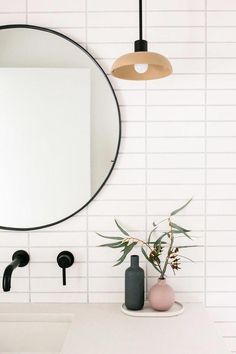 Terrazzo Bathroom, Tile Backsplash Bathroom, Minimal Bathroom, Cedar And Moss, Subway Tiles Bathroom, Scandinavian Bathroom, Boho Bathroom, Small Bathroom Design, White Rooms