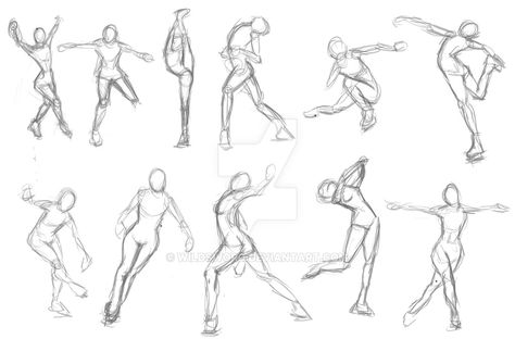 Poses: Ice Skating by Wildsword on DeviantArt Skating Poses, Ice Skate Drawing, Ice Drawing, Sketch Poses, Blond Amsterdam, Aesthetic Couple, Figure Drawing Reference, Art Poses, Art Tutorials Drawing