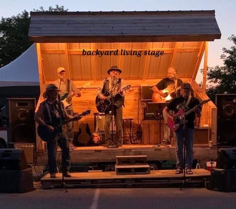 Backyard Music Stage, Diy Outdoor Stage, Outdoor Stage Design, Music Stage, Outdoor Stage, Beautiful Outdoor Spaces, Backyard Living, Roof Top, Stage Design