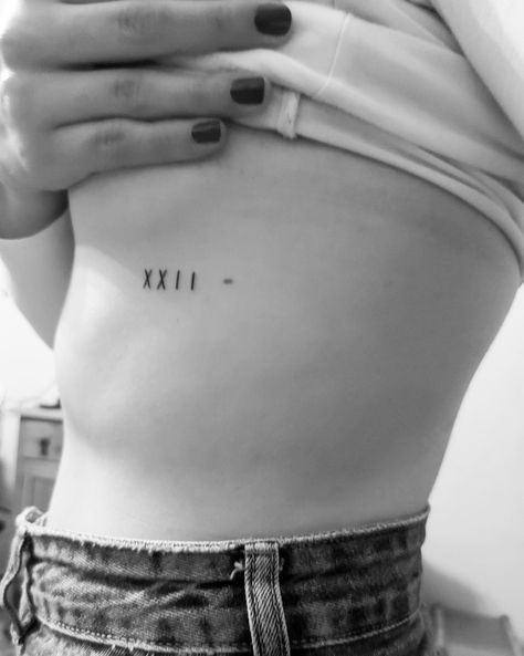 13 Tattoo Roman Numeral, 22 Tattoos Number, Date On Ribs Tattoo, 11 22 Tattoo, 22 Roman Numeral Tattoo, Feminine Roman Numeral Tattoo, Xxii Tattoo, 13 In Roman Numerals Tattoo, 22 Number Tattoo