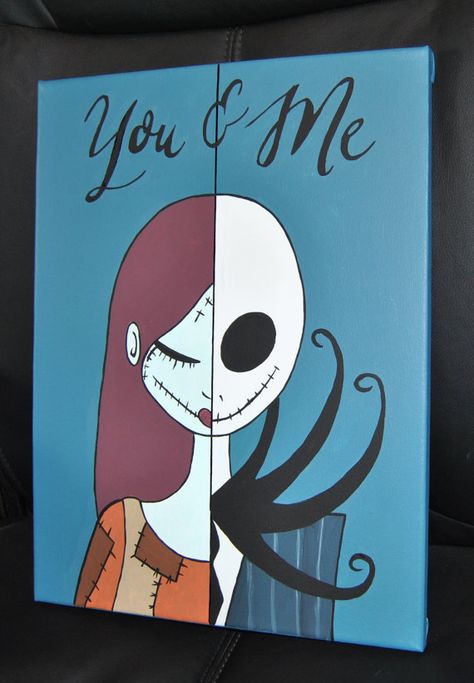 Nightmare Before Christmas Drawings, Jack Skeleton, Christmas Paintings On Canvas, Simple Canvas Paintings, Cute Canvas Paintings, Easy Canvas Art, Canvas Painting Designs, Halloween Painting, Canvas Painting Diy