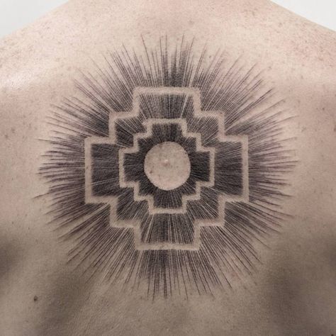 Inca Cross, Yantra Tattoo, Earth Symbols, Empire Tattoo, Inca Tattoo, Cute Tats, Sibling Tattoos, Inca Empire, Back Of Shoulder Tattoo