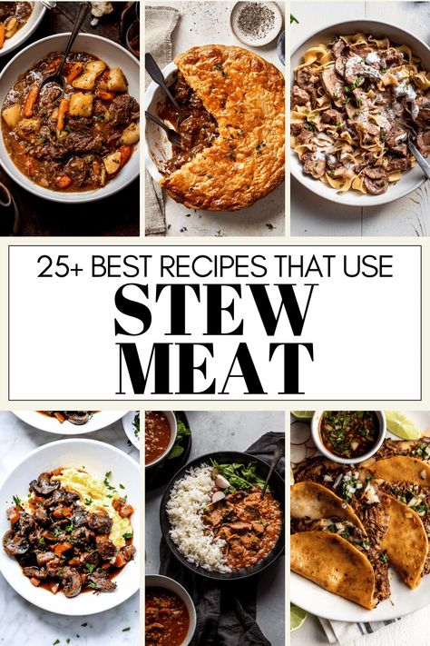 Beef Stew Meat Soup Recipes, Stewed Steak Recipes, What To Do With Stew Beef, Simple Stew Meat Recipes, Dinner Recipes Stew Meat, Meals To Make With Stew Meat, Recipes For Stewing Beef, How To Use Stew Meat, What To Cook With Stew Meat