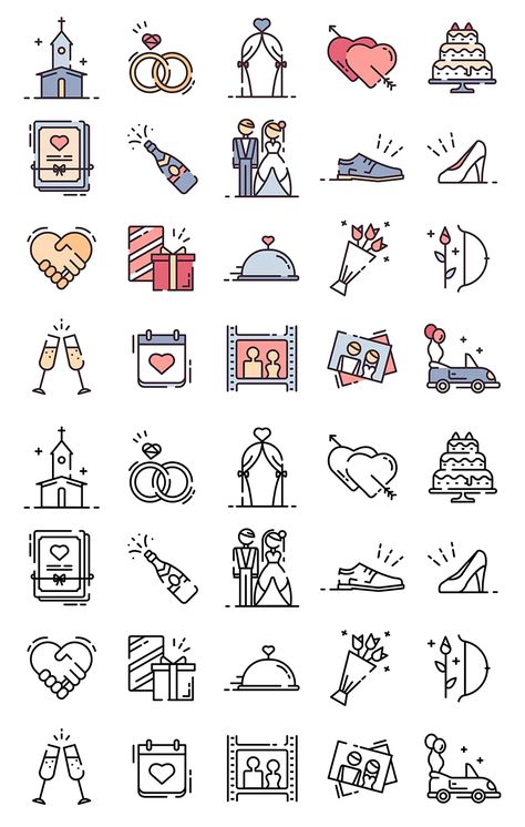 Wedding Icons Illustration, Wedding Icons Free, Wedding Graphic Design, Wedding Clip Art, Wedding Png, Wedding Symbols, Png Wedding, Wedding Graphics, Wedding Icon