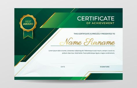 Green Certificate Template, Certificate Design Template Backgrounds, Certificate Design Inspiration, Free Printable Certificate Templates, Certificate Designs, Certificate Of Recognition Template, Green Certificate, Blank Certificate Template, Free Printable Certificates