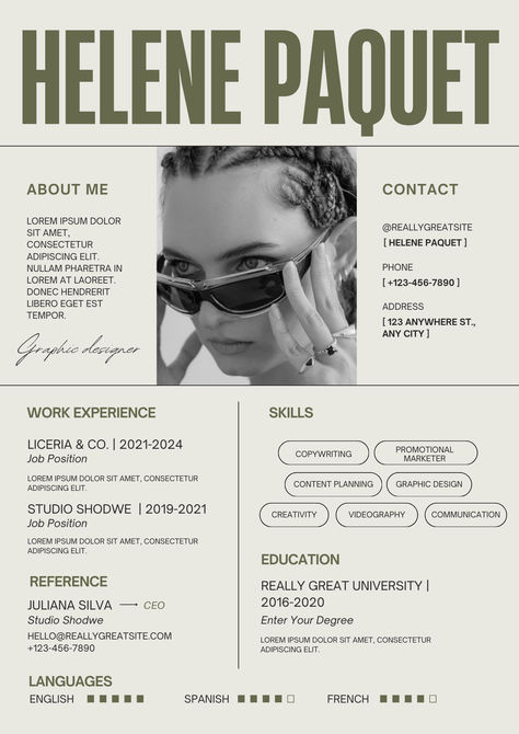 CANVA Aesthetic Creative Resume #canva #template #resume Black And White Resume Design, Aesthetic Cv, Aesthetic Resume, Canva Aesthetic, Communications Jobs, Aesthetic Creative, Modern Cv, Creative Cv, Cv Resume Template