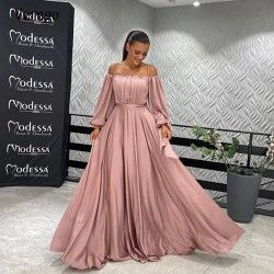 Mareya Trade - long evning dress Gowns Simple, Long Party Gowns, Cheap Gowns, Gowns Dresses Elegant, Satin Evening Dresses, Long Sleeve Evening Dresses, Chiffon Fashion, Pink Prom, Bridesmaid Dresses Prom