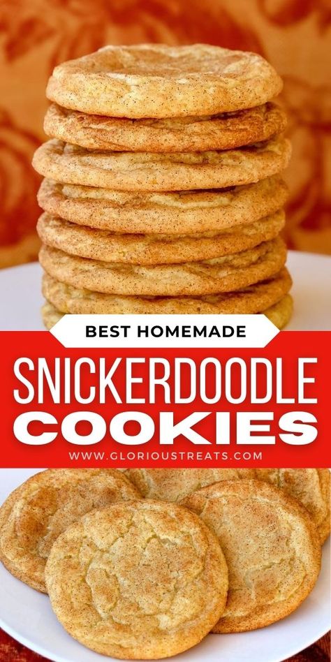 Snickerdoodle Cookies Recipe Easy, Soft And Chewy Snickerdoodle Cookies, Chewy Snickerdoodle Cookies, Best Snickerdoodle Cookies, Snickerdoodle Cookies Easy, Snickerdoodle Cookie, Macadamia Nut Cookies, Cookies From Scratch, Snickerdoodle Recipe