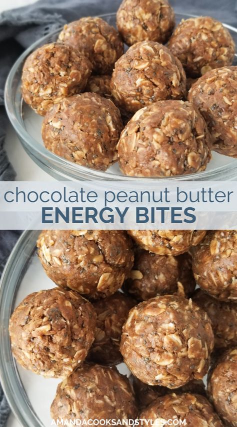 Pb Energy Balls, Atkins Desserts, Lunch Treats, Healthy Energy Balls, Chocolate Energy Bites, Energy Bites Healthy, Peanut Butter Energy Balls, Oatmeal Bites, Peanut Butter Energy Bites