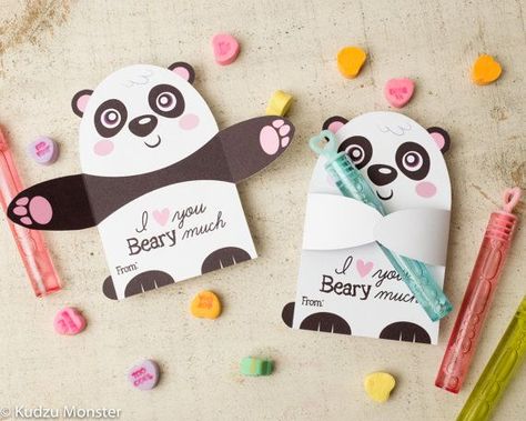 Printable Panda Bear Candy or gift Hugger valentines animals hug individual candy valentine card cute Valentine's day chocolate holders Valentines Animals, Panda Candy, Valentines Candy, Panda Card, Animal Hugs, Panda Birthday, Valentines Day Chocolates, Panda Party, Kids Valentines