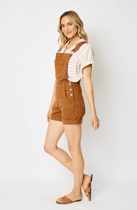 Denim overall shorts