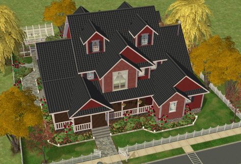 Mod The Sims - Maroon Family House - No CC Sims 2 Neighborhood, The Sims 2 Houses, Small Gazebo, Sims 2 House, The Sims 2, Farmhouse Floor Plans, Suburban House, Sims Building, Apartment Life