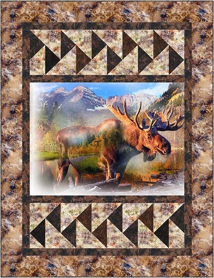 Masculine Quilts, Panel Quilting, Quilting Panels, Moose Quilt, Wildlife Quilts, Quilt Panels, Panel Ideas, Panel Quilt Patterns, Quilt Borders