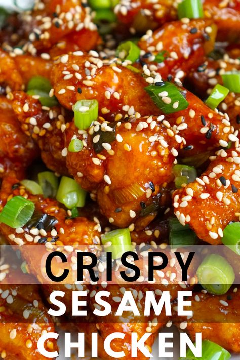 Crispy Sesame Chicken Recipe, Chinese Sesame Chicken, Sesame Chicken Sauce, Chicken Deep Fried, Crispy Sesame Chicken, Chinese Fakeaway, Popular Chinese Dishes, Wok Recipes, Homemade Chinese Food